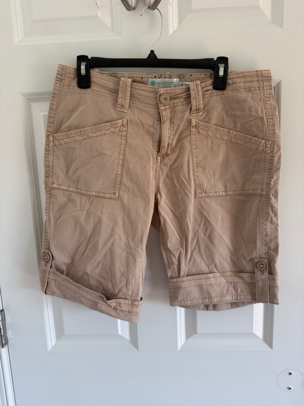 Aventura Light Beige Utility Roll-Tab Shorts Organic Cotton Size 10